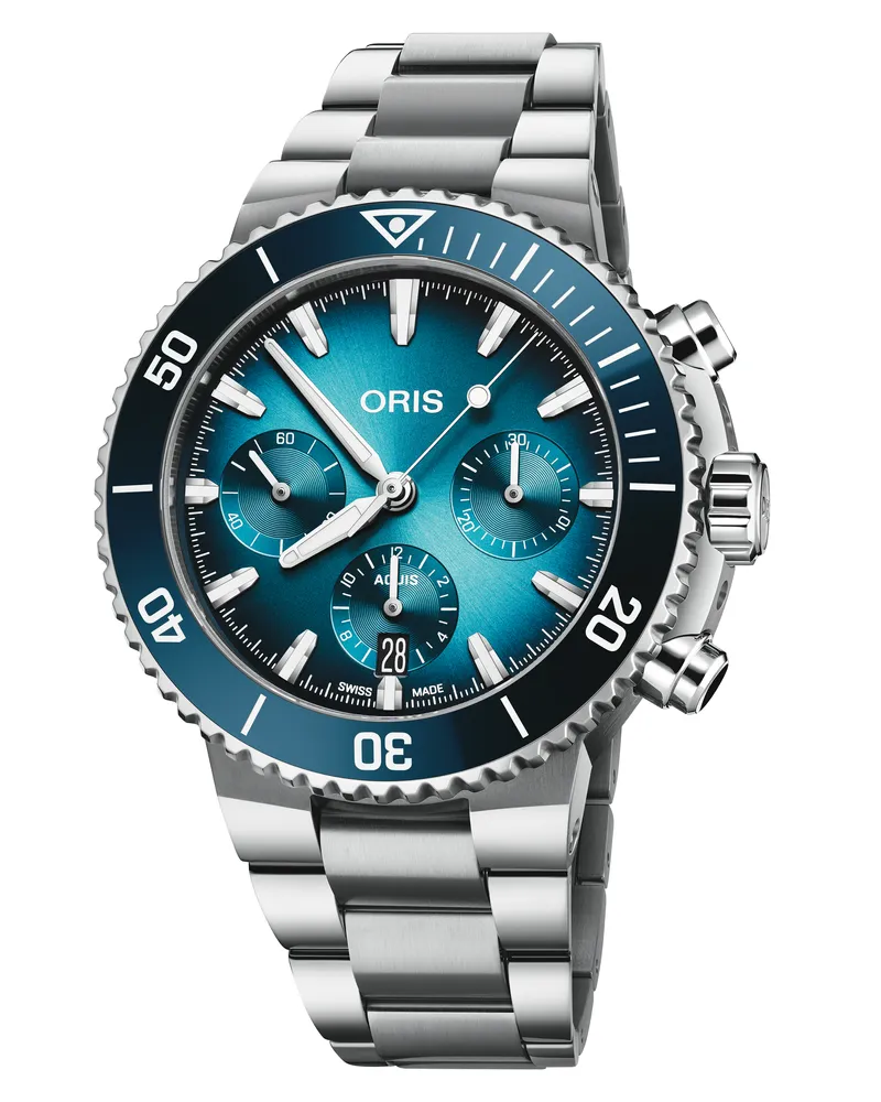 ORIS Aquis Chronograph Automatik Herrenuhr , 01 771 7793 4155-07 8 23 01PEB Blau