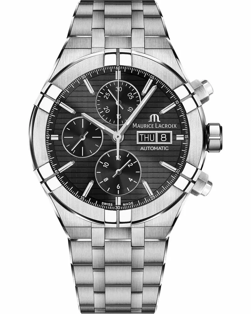 Maurice Lacroix Aikon Strap-Promotion Chronograph Day Date Herrenuhr AI6038-SS00F-330-A Schwarz