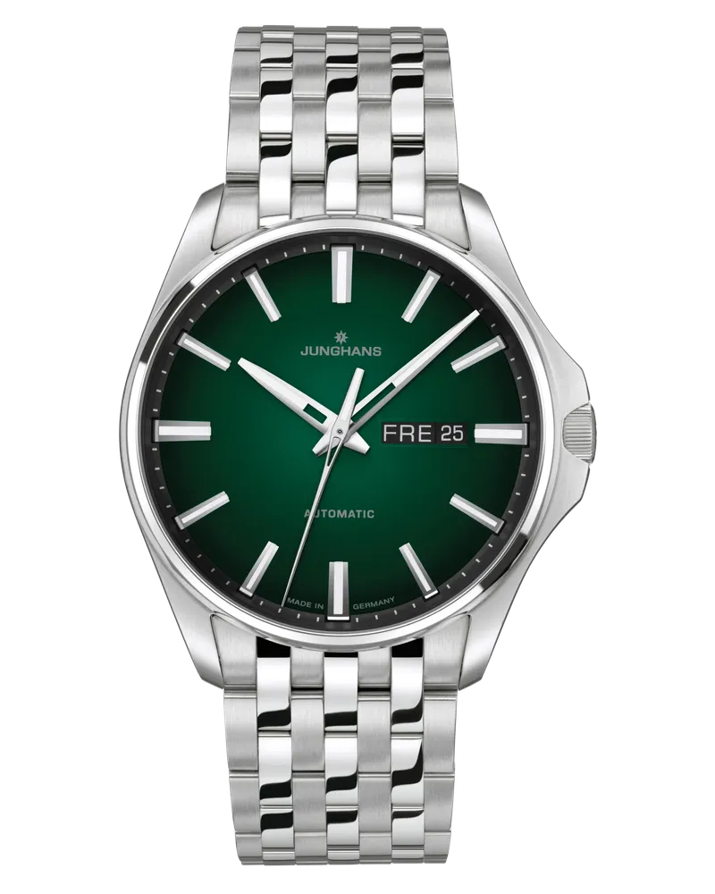 Junghans Meister S Automatic, Saphirglas, Dunkelgrün, Edelstahlband Herrenuhr 27/4518.44 Grün