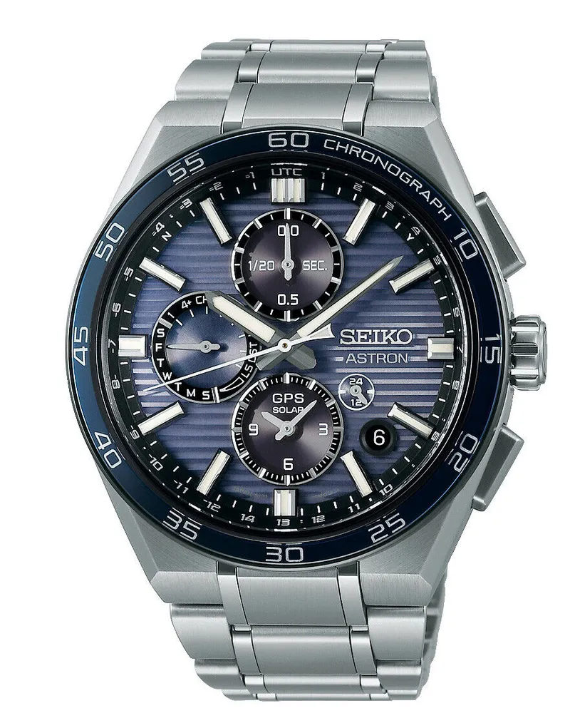 Seiko Astron GPS Solar Dual Time Chronograph Herrenuhr SSH175J1 Blau