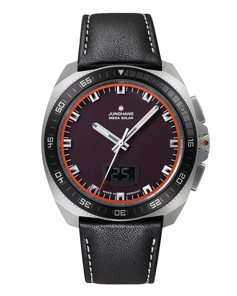 Junghans 1972 Mega Solar, 43mm, Multifrequenz-Funk-Solarwerk, Saphirglas Herrenuhr 56/4610.00 