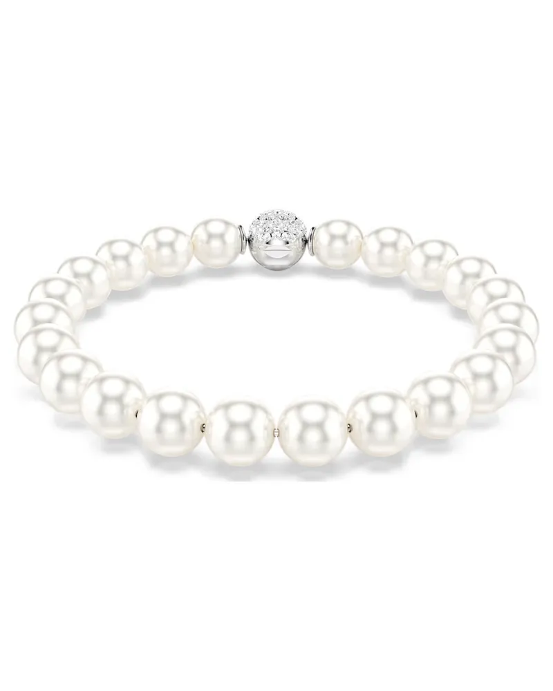 Swarovski Matrix Armband Kristallperle, Weiß, Rhodiniert 