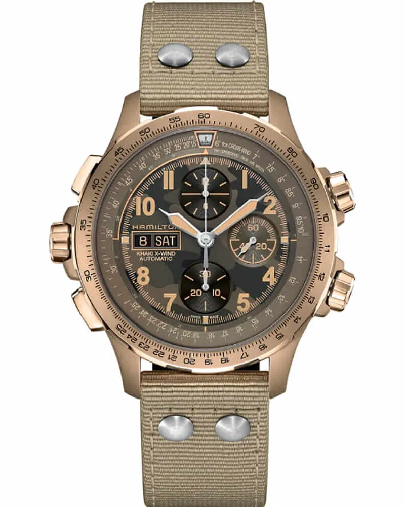HAMILTON Khaki X-Wind Day Date Automatik Chrono H77916920 Herrenuhr Braun
