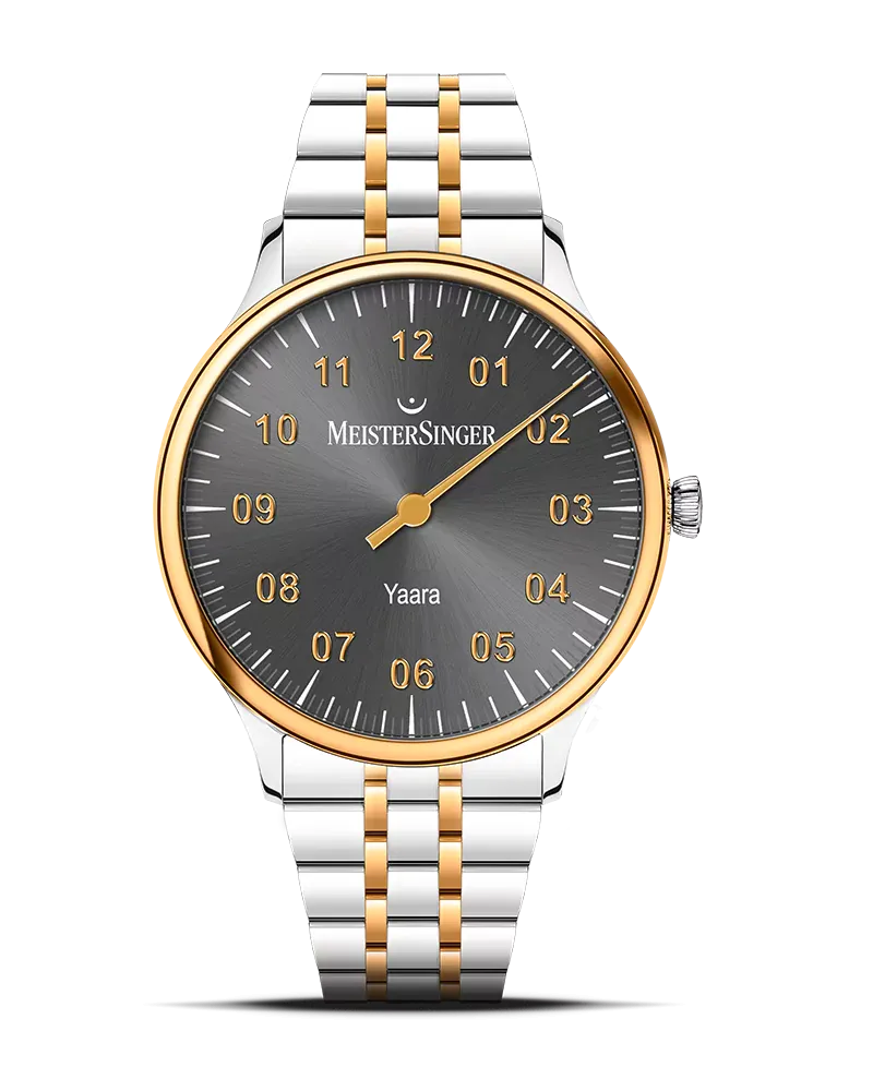 MeisterSinger Yaara, Automatik, Anthrazit mit Gold Damenuhr YA907G Dunkelgrau