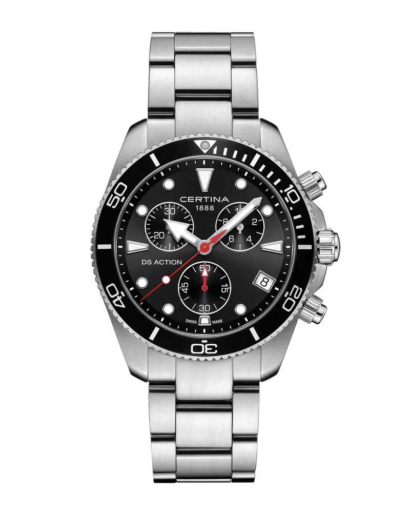 Certina DS Action Chrono, Quarz, Schwarz, Edelstahl 316L Herrenuhr C048.417.11.051.00 Schwarz