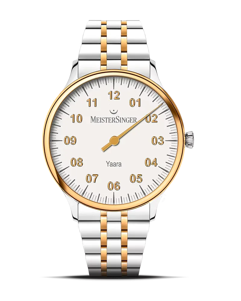 MeisterSinger Yaara Automatikuhr, Weiß mit Gold Damenuhr YA901G Weißgold