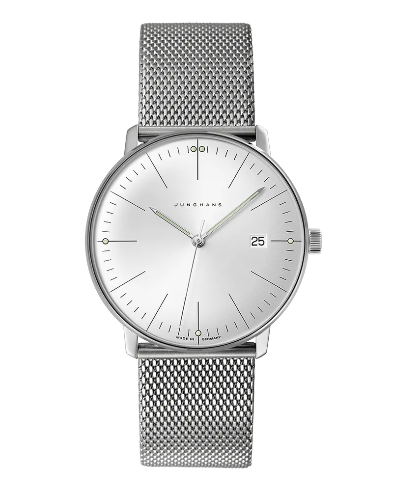 Junghans max bill Quarz Saphirglas Herrenuhr 041/4463.46 Silber