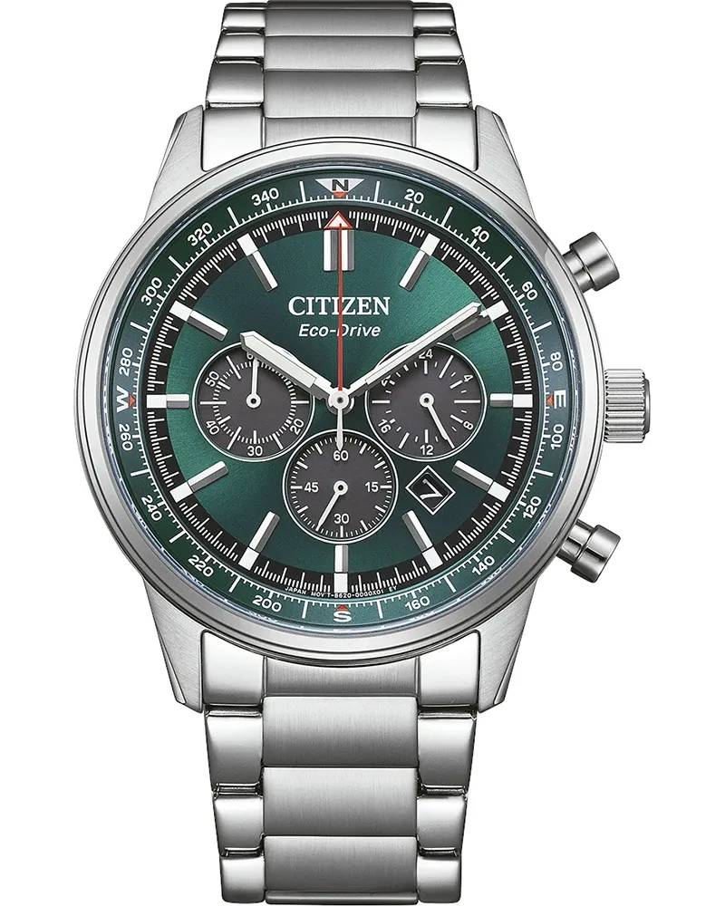 Citizen Eco-Drive Classic Chronograph Edelstahl Grün, 42mm Herrenuhr CA4720-52X Grün