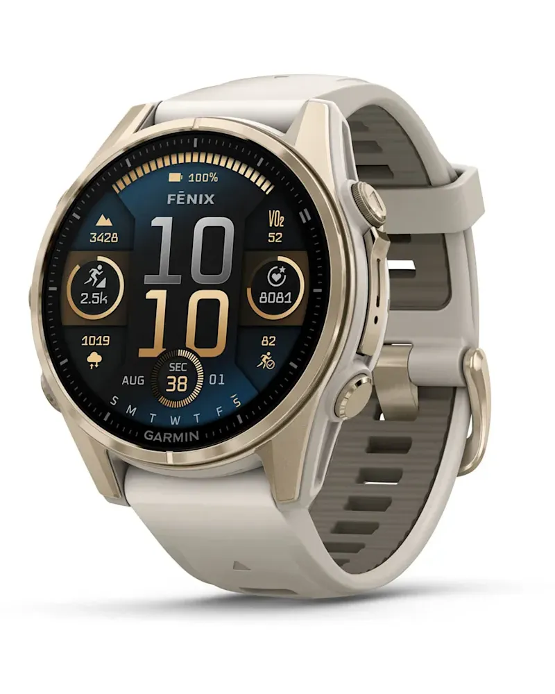 Garmin fēnix® 8 43 mm AMOLED Sapphire Nebelgrau/Softgold 010-02903-11 Schwarz