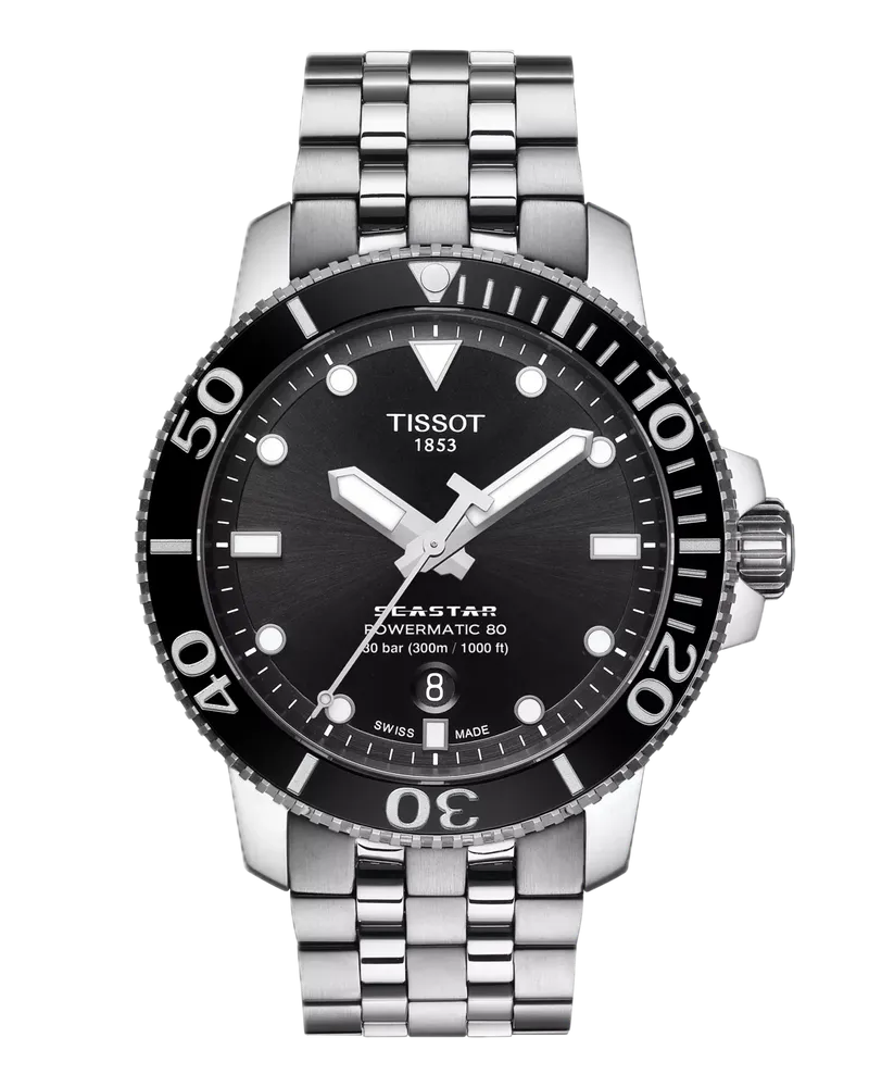 Tissot Tissot Seastar 2000 Automatik, Edelstahl, 44mm, schwarzes Zifferblatt Herrenuhr T120.907.11.051.00 Schwarz