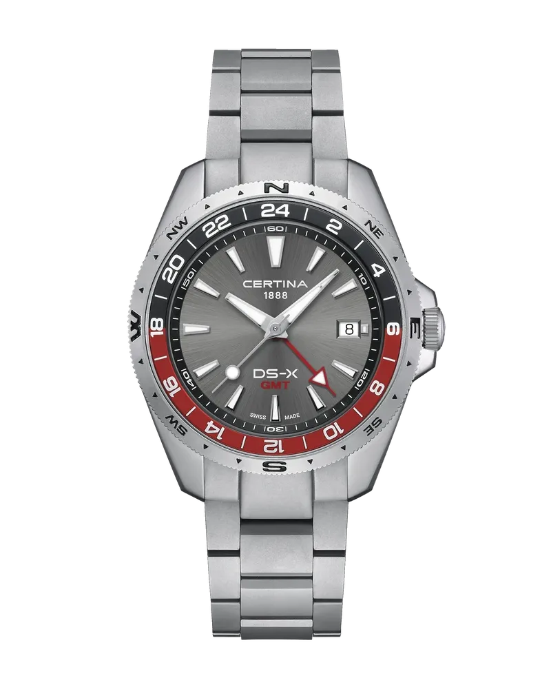 Certina DS-X GMT Quarz Grau Edelstahl Herrenuhr C047.452.11.081.01 Grau