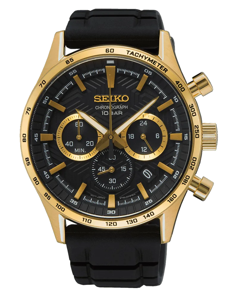 Seiko Quarz Chronograph Herrenuhr SSB446P1 Schwarz