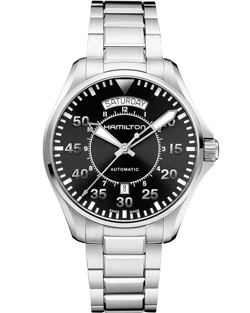 HAMILTON Khaki Pilot Day Date Automatik H64615135 Herrenuhr Schwarz