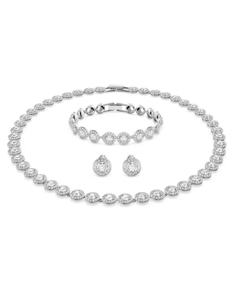 Swarovski Una Angelic Set, 3-teilig, Rundschliff, Weiß, Rhodiniert 