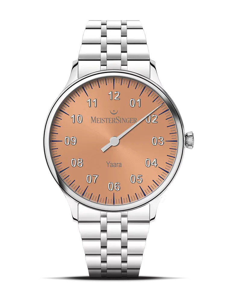 MeisterSinger Yaara - Lachs mit Silber, 36mm, Automatikuhrwerk Damenuhr YA916S 