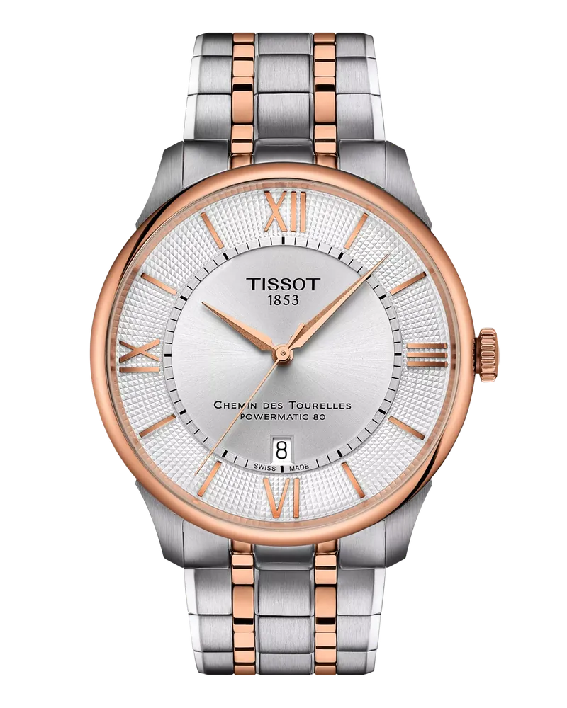 Tissot Chemin des Tourelles 42mm, Automatik, bis zu 80 Stunden Gangreserve Herrenuhr T139.407.22.038.00 Silber