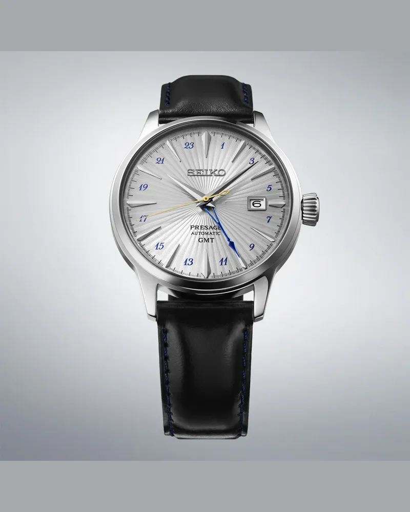 Seiko Presage Cocktail Time 40.5mm, Lederarmband,  Sicherheitsfaltschließe, Gangreserve etwa 41 Stunden Herrenuhr SSK049J1 