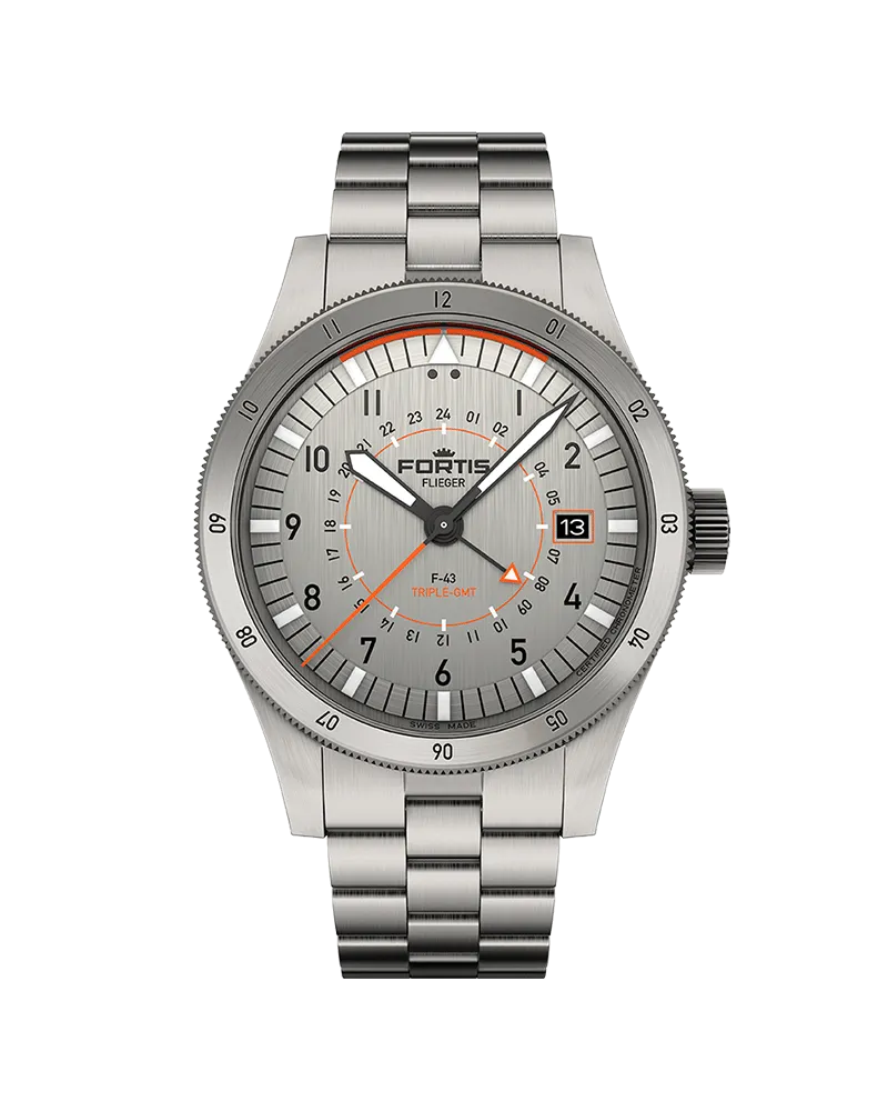 FORTIS FLIEGER F-43 Triple-GMT Titanium Herrenuhr F4260002 Titan