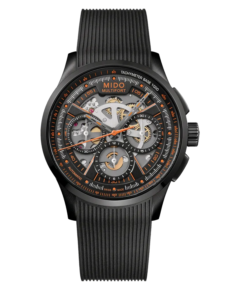 Mido Multifort Skeleton Chronograph Herrenuhr M038.662.37.050.00 Schwarz