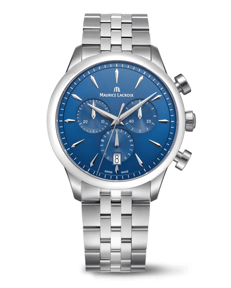 Maurice Lacroix 1975 Quartz Chronograph Blau 40MM Herrenuhr 751038-SS002-430-1 Blau