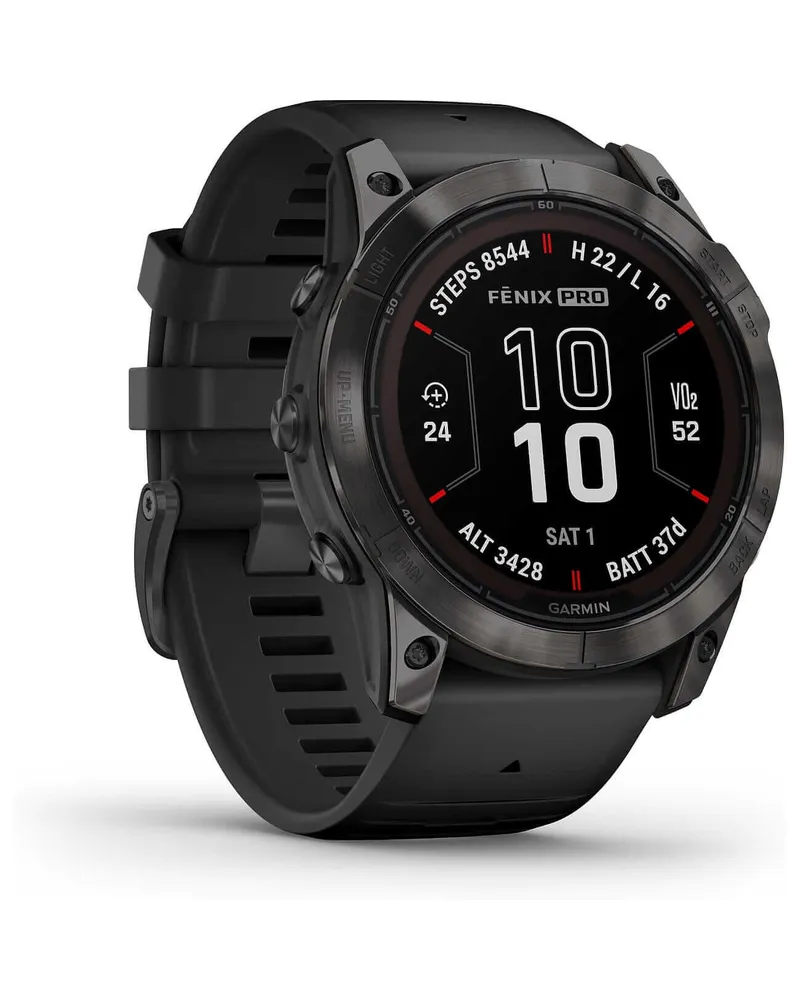 Garmin fēnix® 7X Pro Sapphire Solar Carbongrau Titan Silikonarmband 010-02778-11 Schwarz