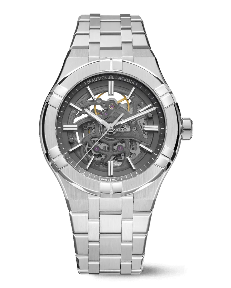 Maurice Lacroix Aikon Automatik Skeleton Herrenuhr inklusive Ersatzarmband AI6008-SS002-030-1 Grau
