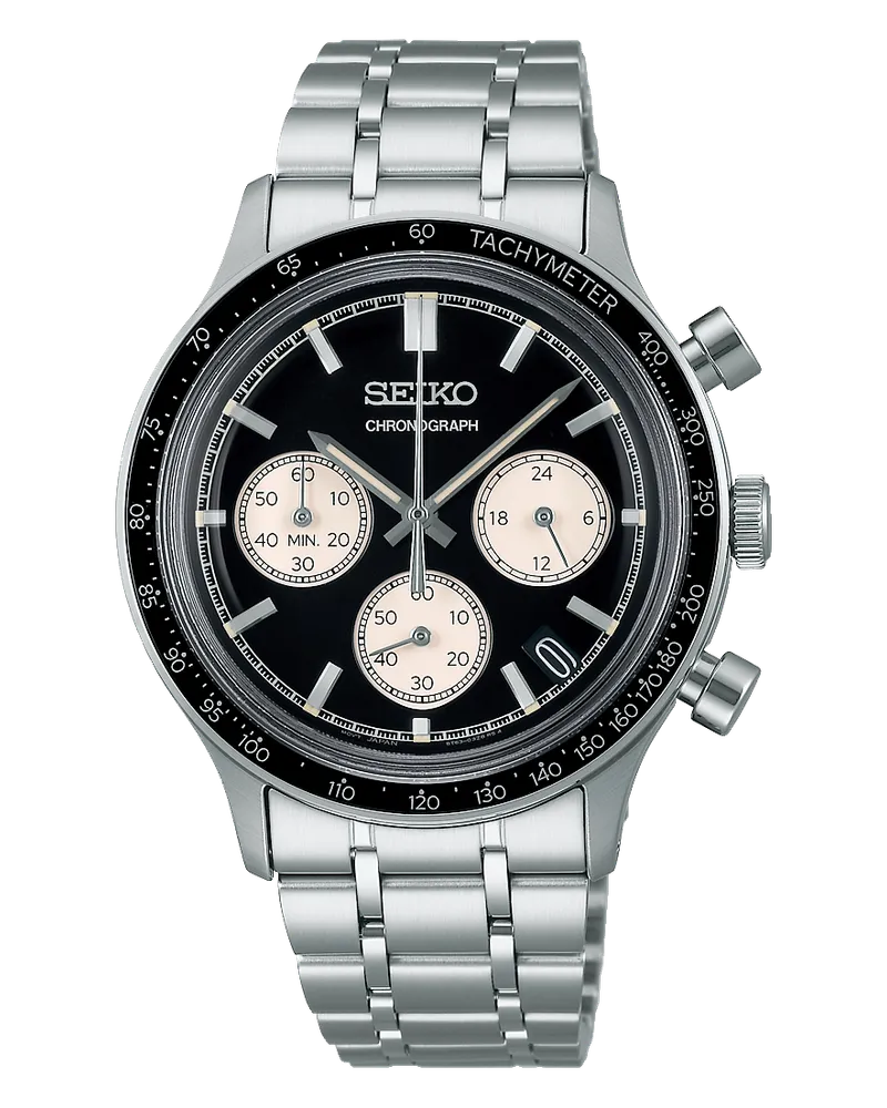 Seiko Quarz Chronograph Schwarz Herrenuhr SSB479P1 Schwarz