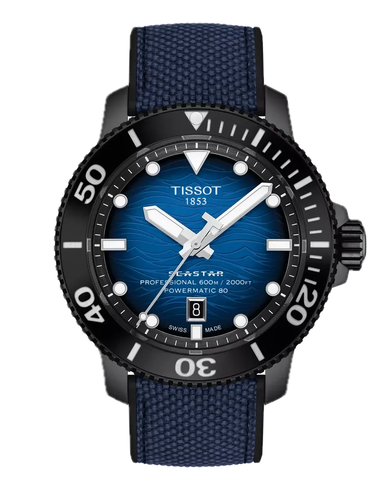 Tissot Tissot Seastar 2000 Automatik, 44mm, blaues Zifferblatt, Kautschukband Herrenuhr T120.907.37.041.00 Blau