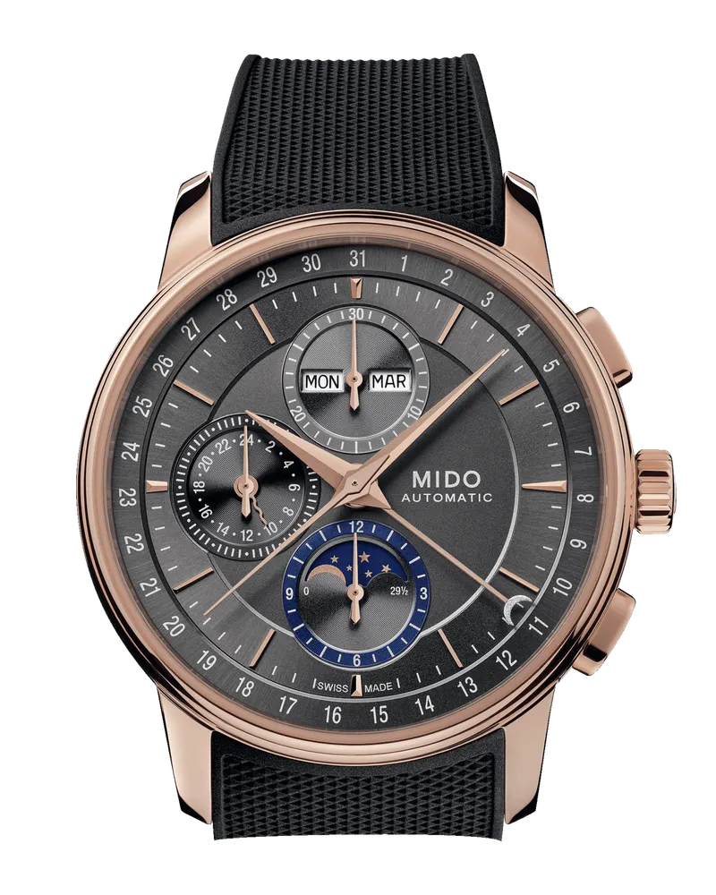 Mido Baroncelli Chronograph Moonphase M027.625.37.061.00 Herrenuhr Grau