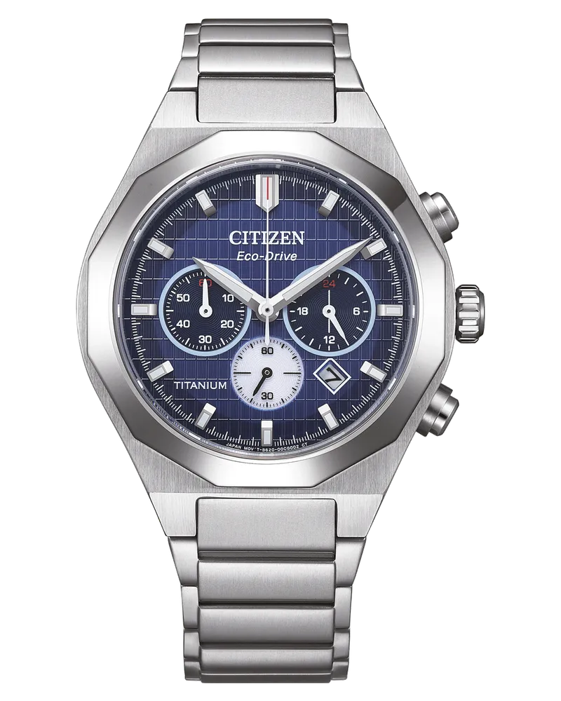 Citizen Zenshin Senkei Super Titanium™ Chronographen mit Eco-Drive Herrenuhr CA4691-59L Blau