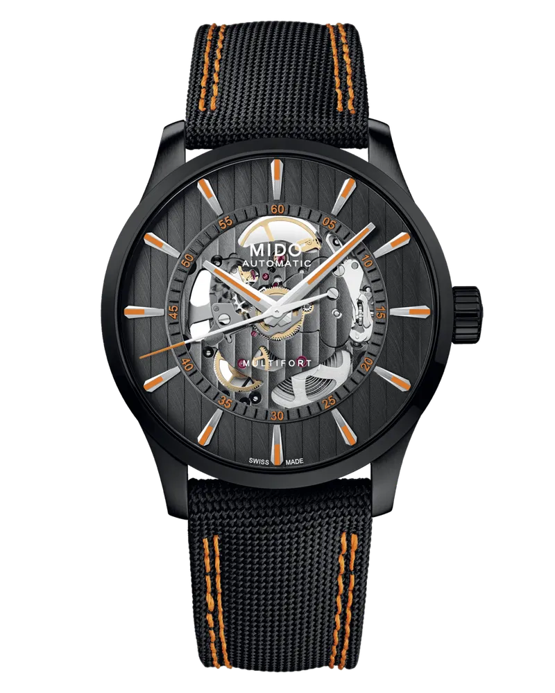 Mido Multifort Skeleton Vertigo Herrenuhr M038.436.37.051.00 Schwarz