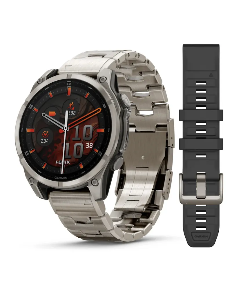 Garmin fēnix® 8 - 47 mm AMOLED Sapphire Titan mit zusätzlichem Silikonarmband 010-02904-40 Schwarz