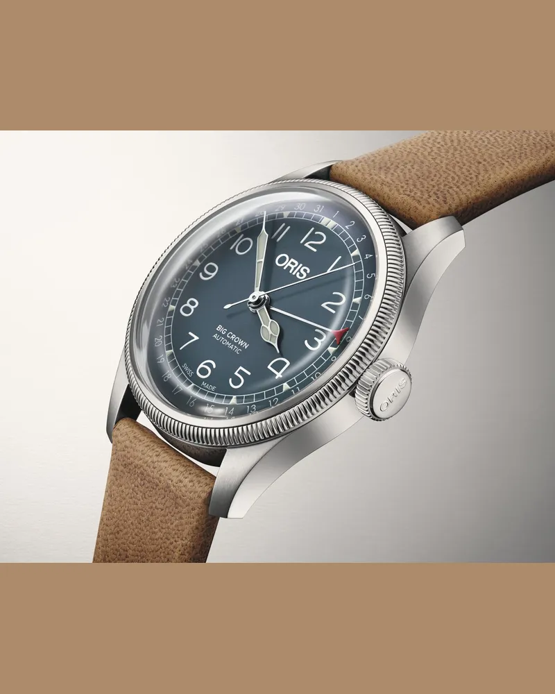 ORIS Big Crown Pointer Date 40mm Automatik Lederarmband Herrenuhr 01 754 7785 4065-07 6 20 10 Dunkelblau