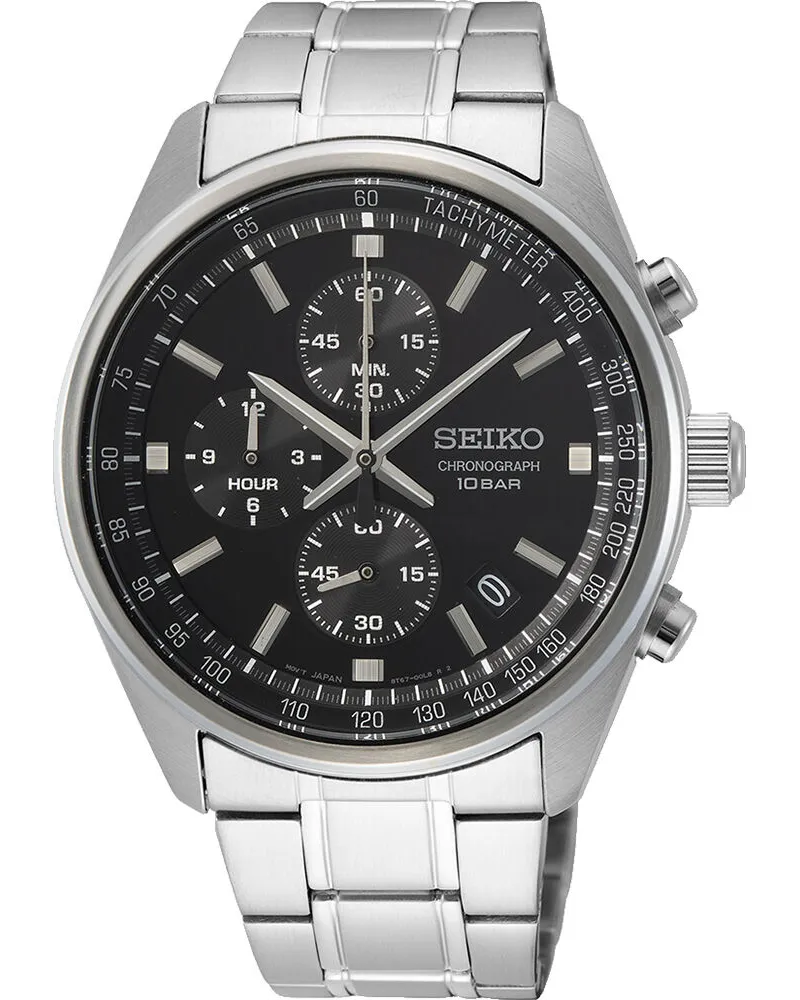 Seiko Chronograph Quarz Herrenuhr SSB379P1 Schwarz