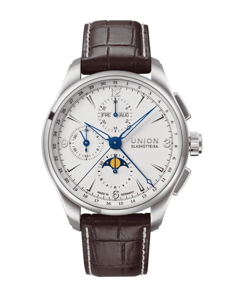 Union Glashütte Belisar Chronograph Mondphase Herrenuhr D014.425.16.017.00 Weiß