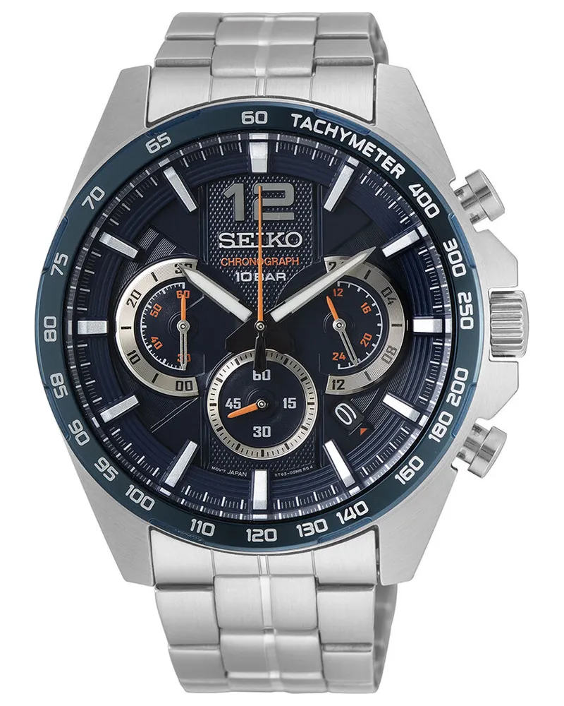 Seiko Herrenuhr Chronograph SSB345P1 Blau