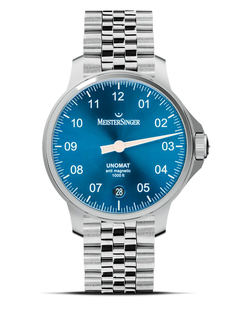 MeisterSinger Unomat Automatik Herrenuhr UN918 Blau