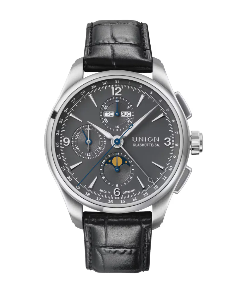Union Glashütte Belisar Chronograph Mondphase Herrenuhr D014.425.16.087.00 Grau