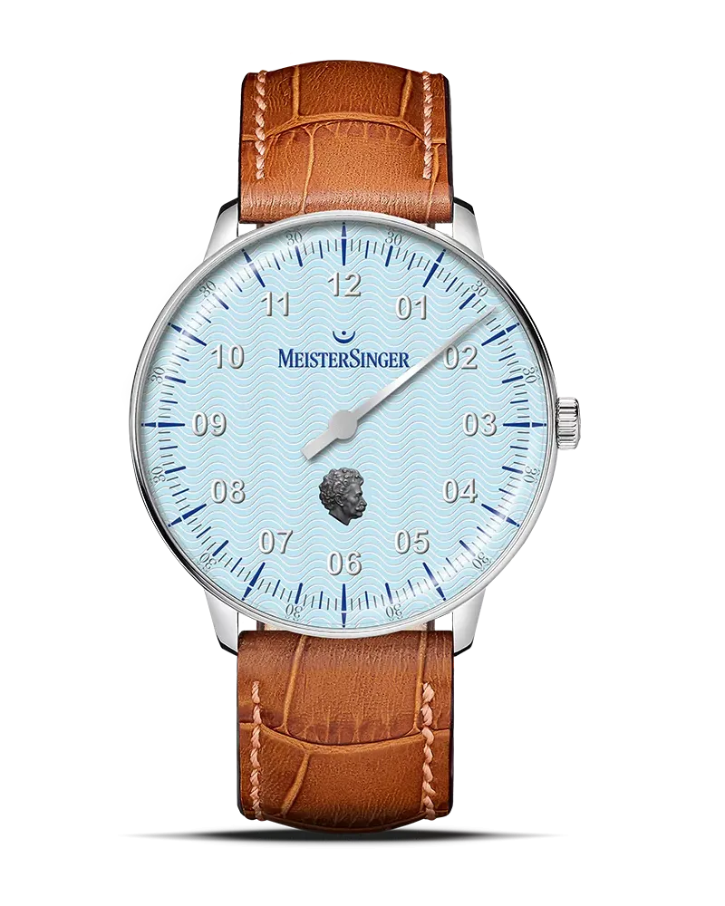 MeisterSinger Edition Johann Strauß Neo Hellblau, 36mm, Limitiert auf 75 Stück, Schweizer Automatikwerk Herrenuhr ED-NES-STRAUSS Blau
