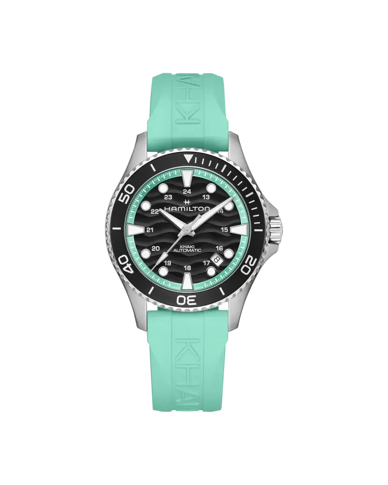 HAMILTON Khaki Navy Scuba 40 mm, Türkis, Limited Edition Herrenuhr H82415331 Schwarz