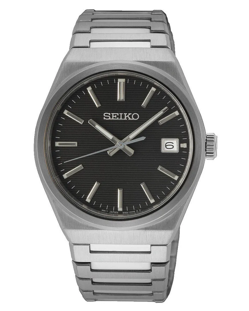 Seiko 3 Zeiger Quarz Herrenuhr SUR557P1 Schwarz