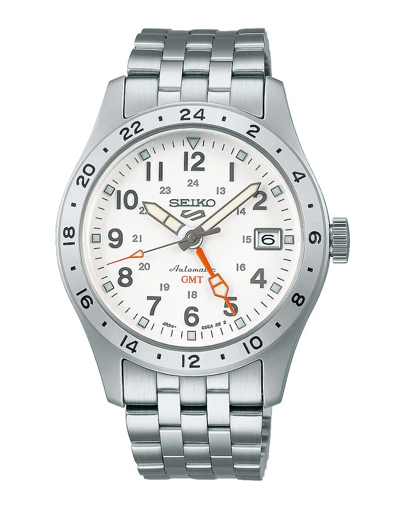 Seiko Seiko 5 Sports Automatik GMT, 39 mm, Edelstahlband Herrenuhr SSK059K1 