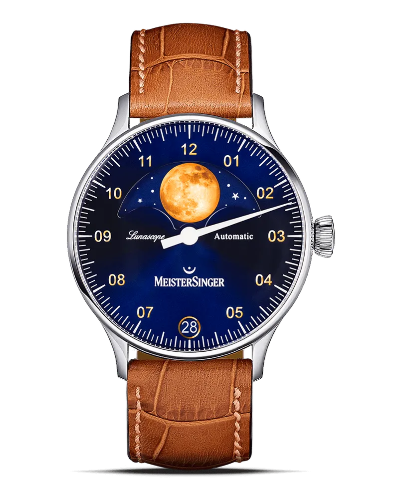 MeisterSinger Lunascope Automatik MS Luna Herrenuhr LS908G Blau