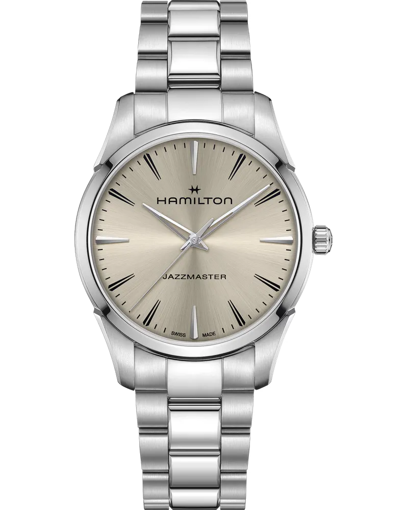 HAMILTON Jazzmaster Quartz 40 mm, Edelstahl, Analog Herrenuhr H32461121 Beige