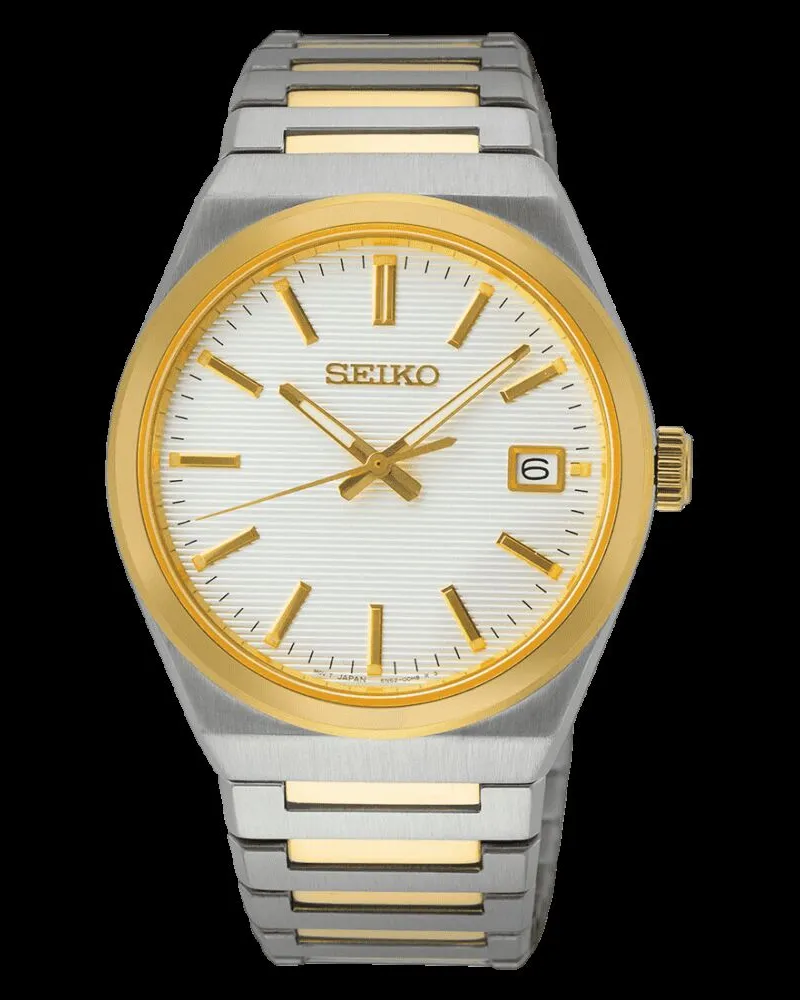 Seiko 3 Zeiger Quarz Herrenuhr SUR558P1 Weiß