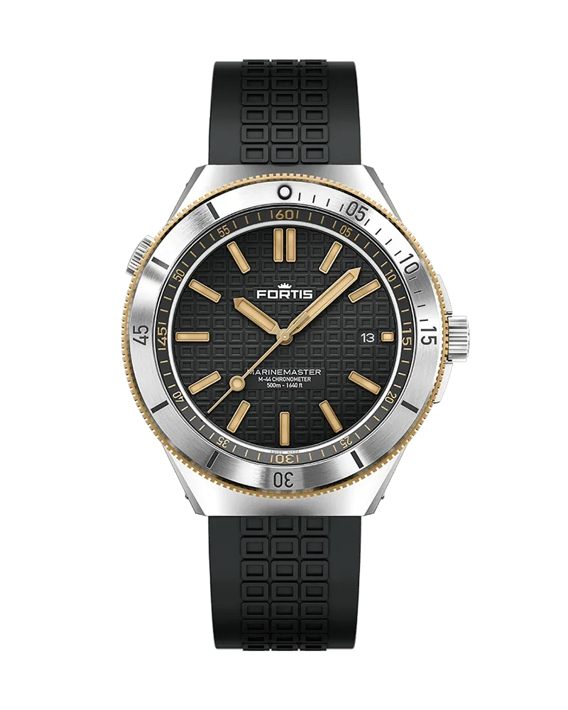 FORTIS Marinemaster M-44 Black Resin Gold Herrenuhr F8120015 Schwarz