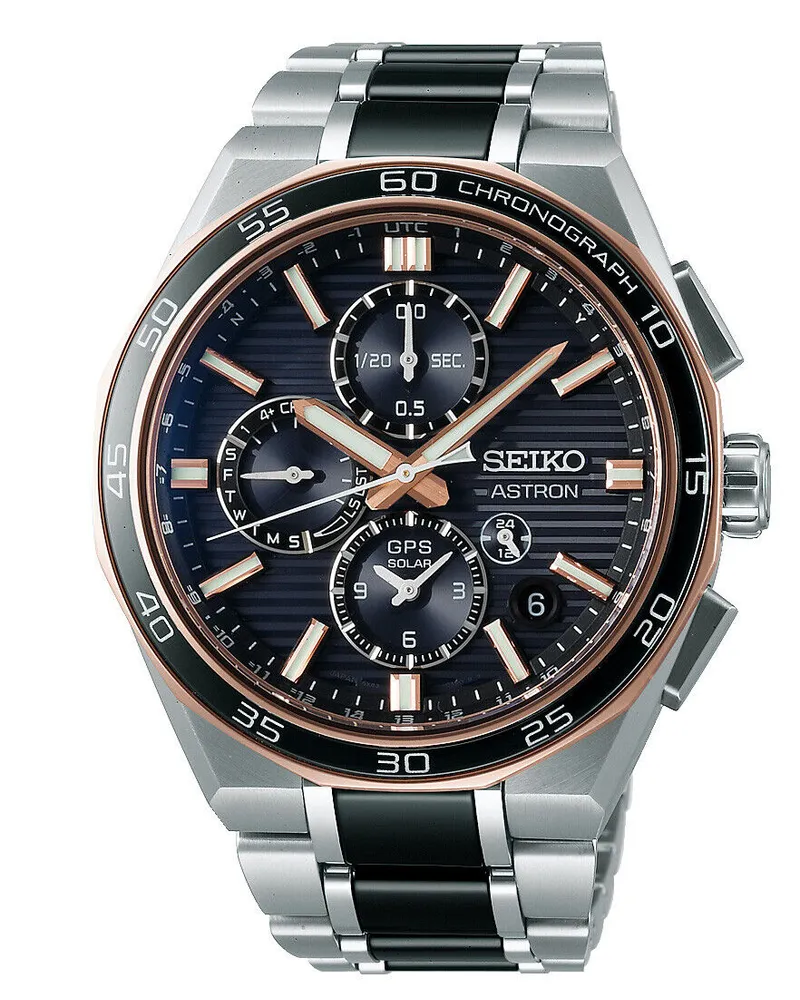 Seiko Astron GPS Solar Dual Time Chronograph Limited Edition Herrenuhr SSH180J1 Blau