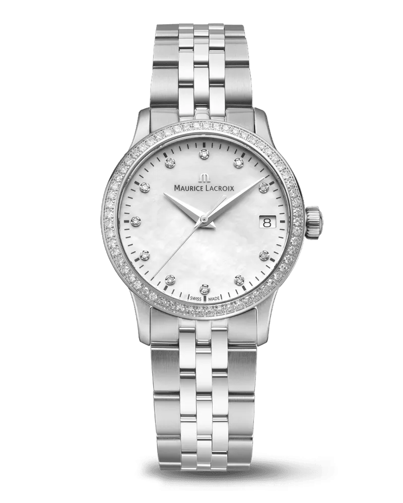 Maurice Lacroix 1975 Quartz 33mm, Quarzwerk, 11 Diamanten Damenuhr 751006-SD502-170-1 