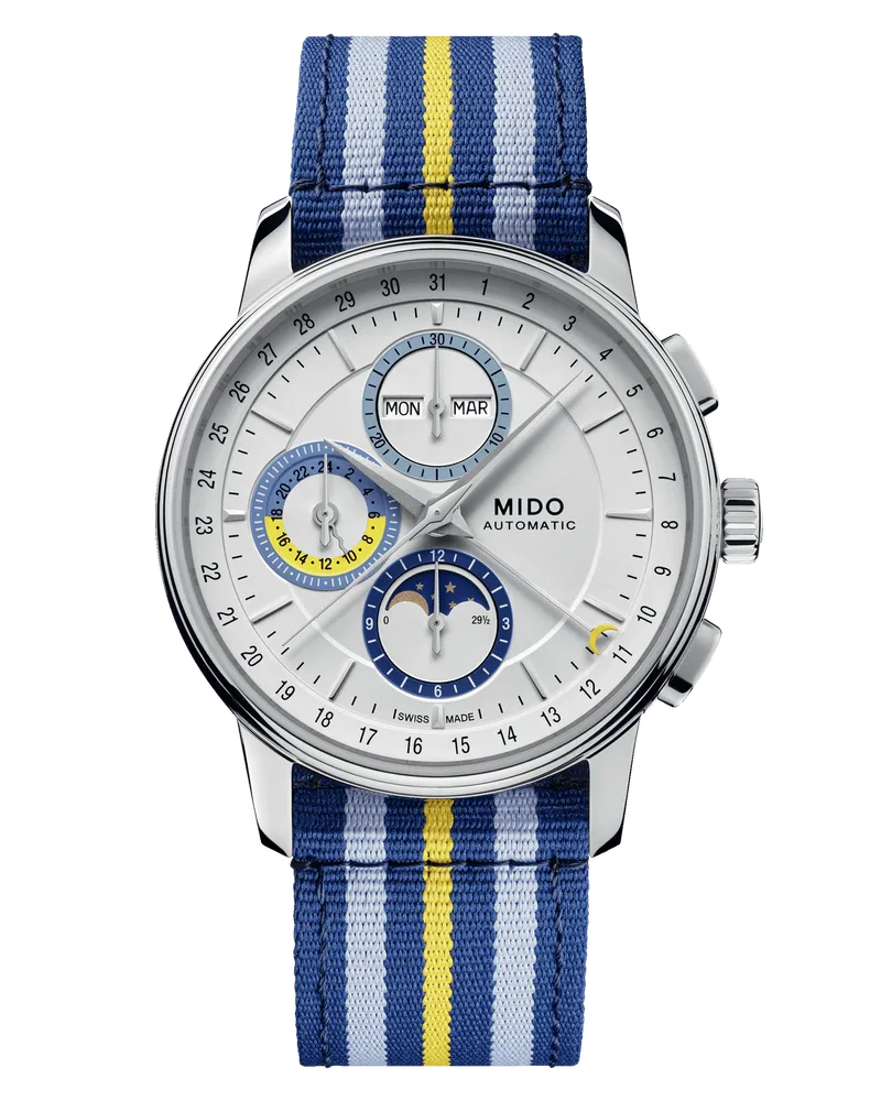 Mido Baroncelli Chronograph Moonphase M027.625.17.031.00 Herrenuhr Silber