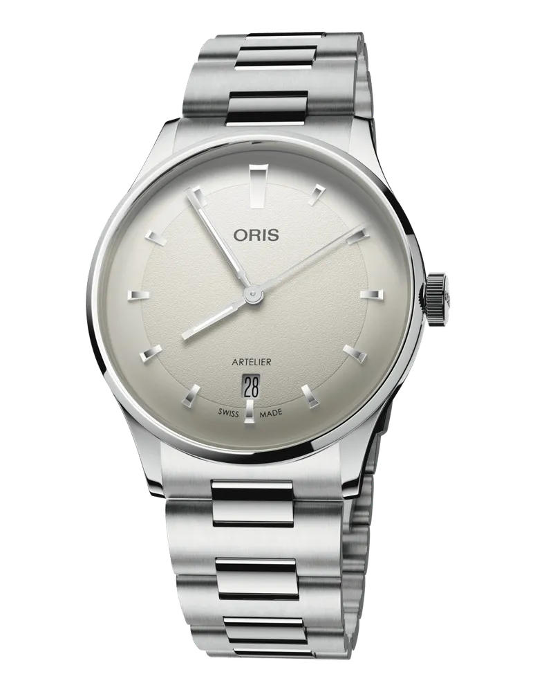 ORIS Artelier Date 38mm Automatik Edelstahl Weiß Herrenuhr 01 733 7810 4051-07 8 20 20 Weiß